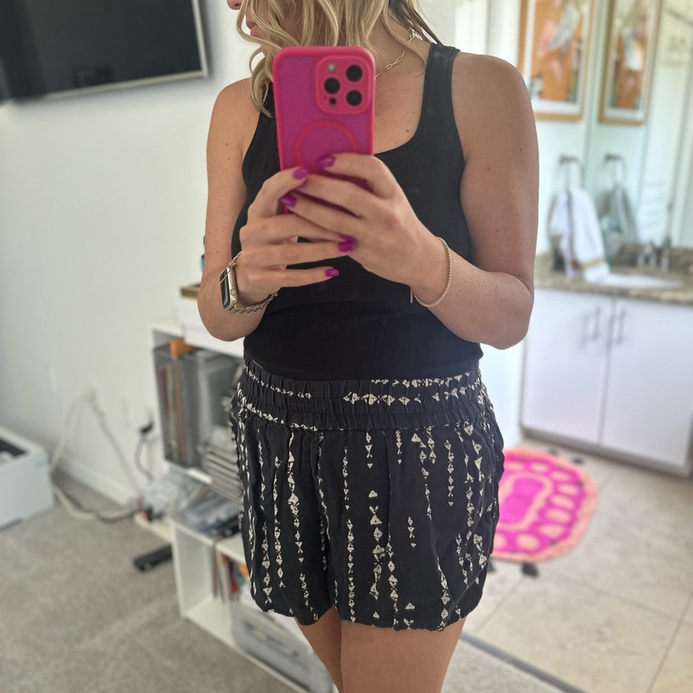 Free People Black and White Patterned Shorts